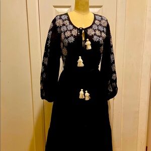 KARINA GRIMALDI Elegant Black Embroidered long Dress